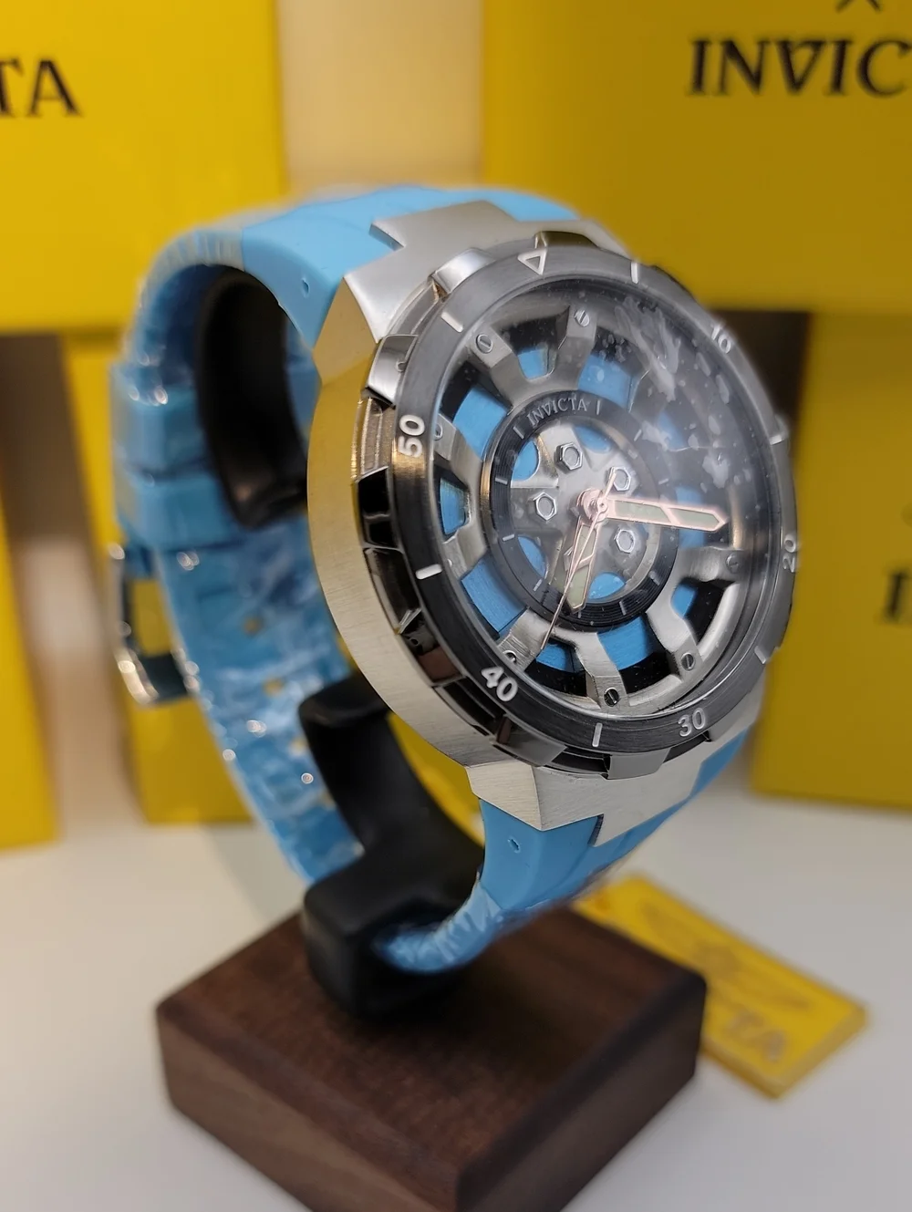 NEW 🏁 Invicta Racing Stint Master Men's Watch - 46mm. Light Blue Silicone 49442